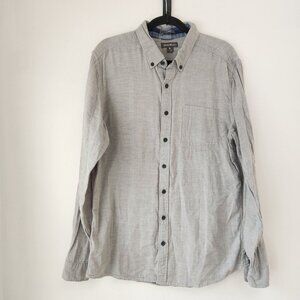 Eddie Bauer Classic Fit Cotton Grey Long Sleeve Button Down Shirt Casual TL
